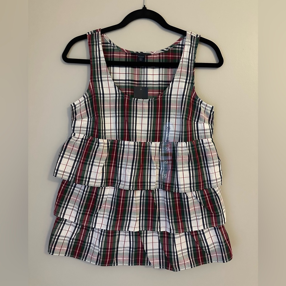 NWT- Tommy Hilfiger Plaid Ruffled Tank